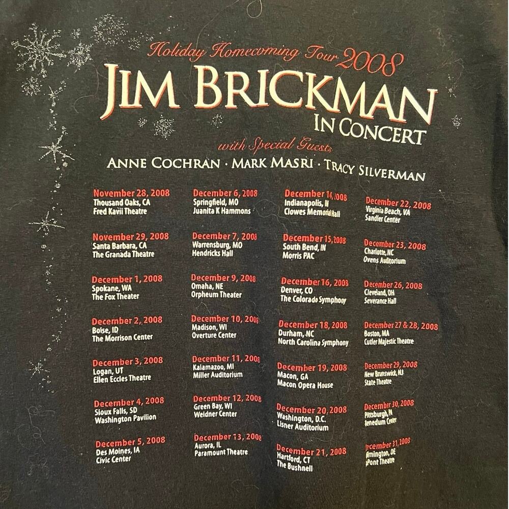 Vintage Jim Brickman 2008 Holiday Tour Concert Long Sleeve T-Shirt Black Large L - Picture 9 of 9